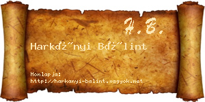 Harkányi Bálint névjegykártya